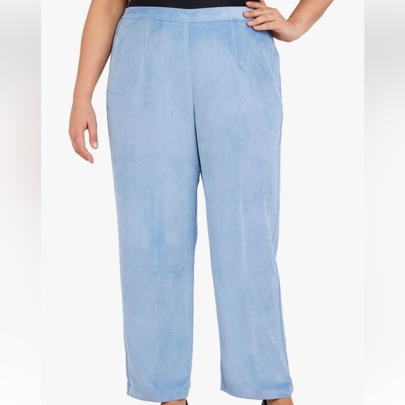 NEW Alfred Dunner Corduroy Pants 14P Comfort Elastic Waist Short Wedgewood Blue - Picture 1 of 11